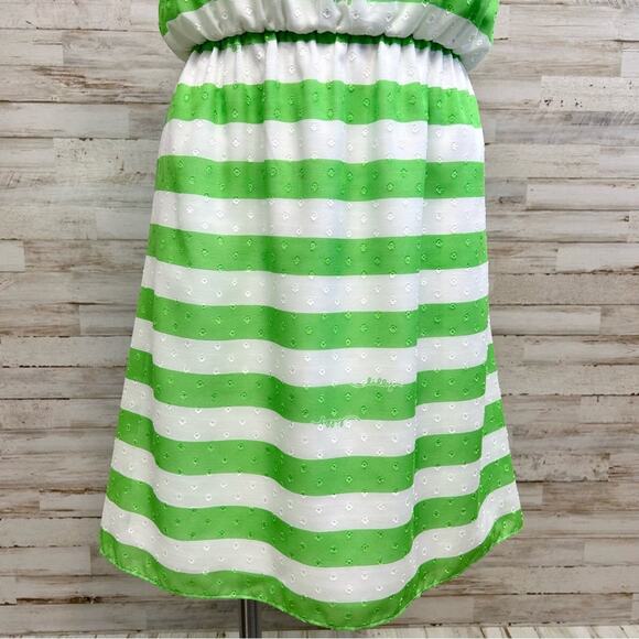 Lilly Pulitzer Danna Awning Green Striped Dress Size XS Ruffle Sleeves - Picture 3 of 14